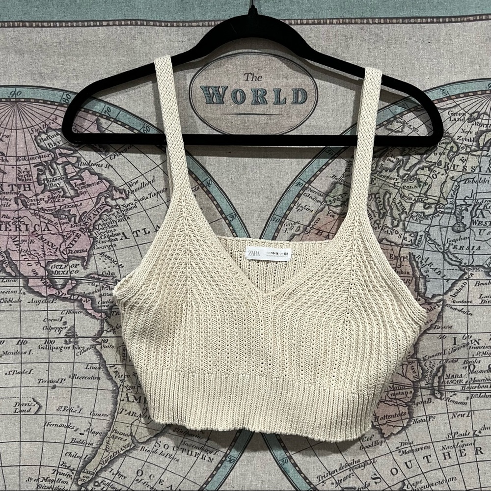 Zara Crochet Knit Bralette Crop Top Cream Color